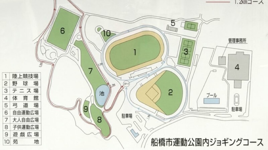 船橋市運動ランニングコースの見取図